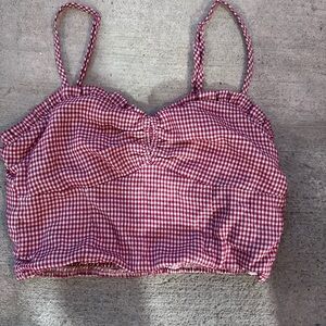 Honey Punch Red Gingham Crop Top